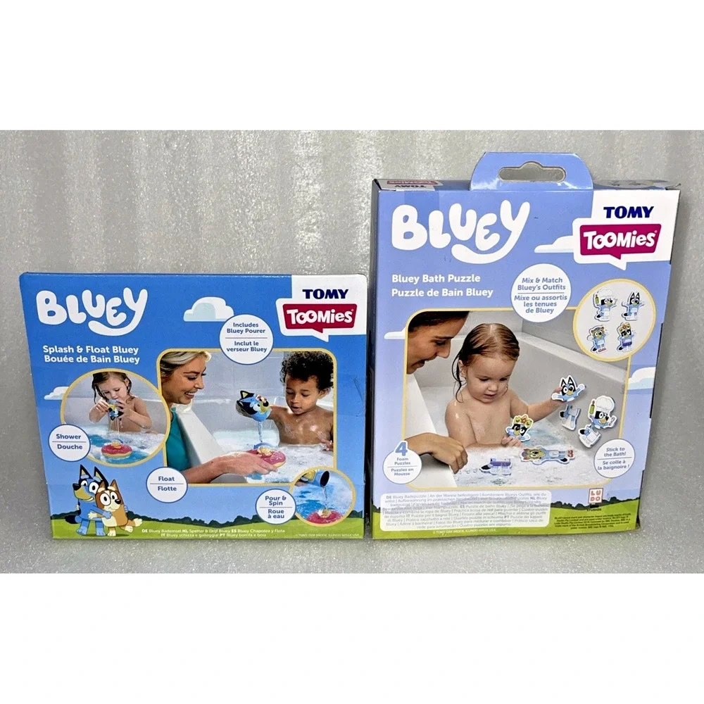 Lot of 2 Bluey Bath Toys - Splash & Float‎ Bluey & Bluey Bath Foam Puzzles NEW